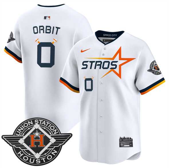 Mens Houston Astros #0 Orbit White 2025 City Connect Limited Stitched Jersey Dzhi